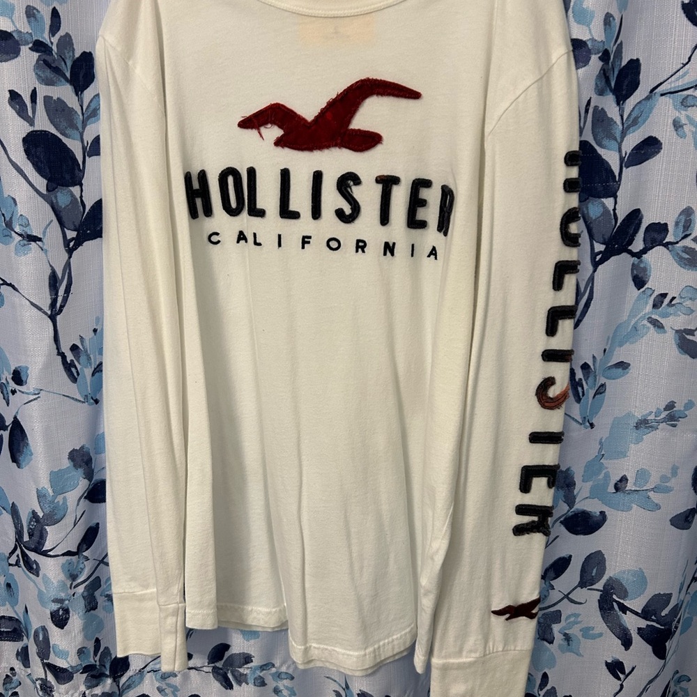 Hollister Cream Long Sleeve with Red Logo